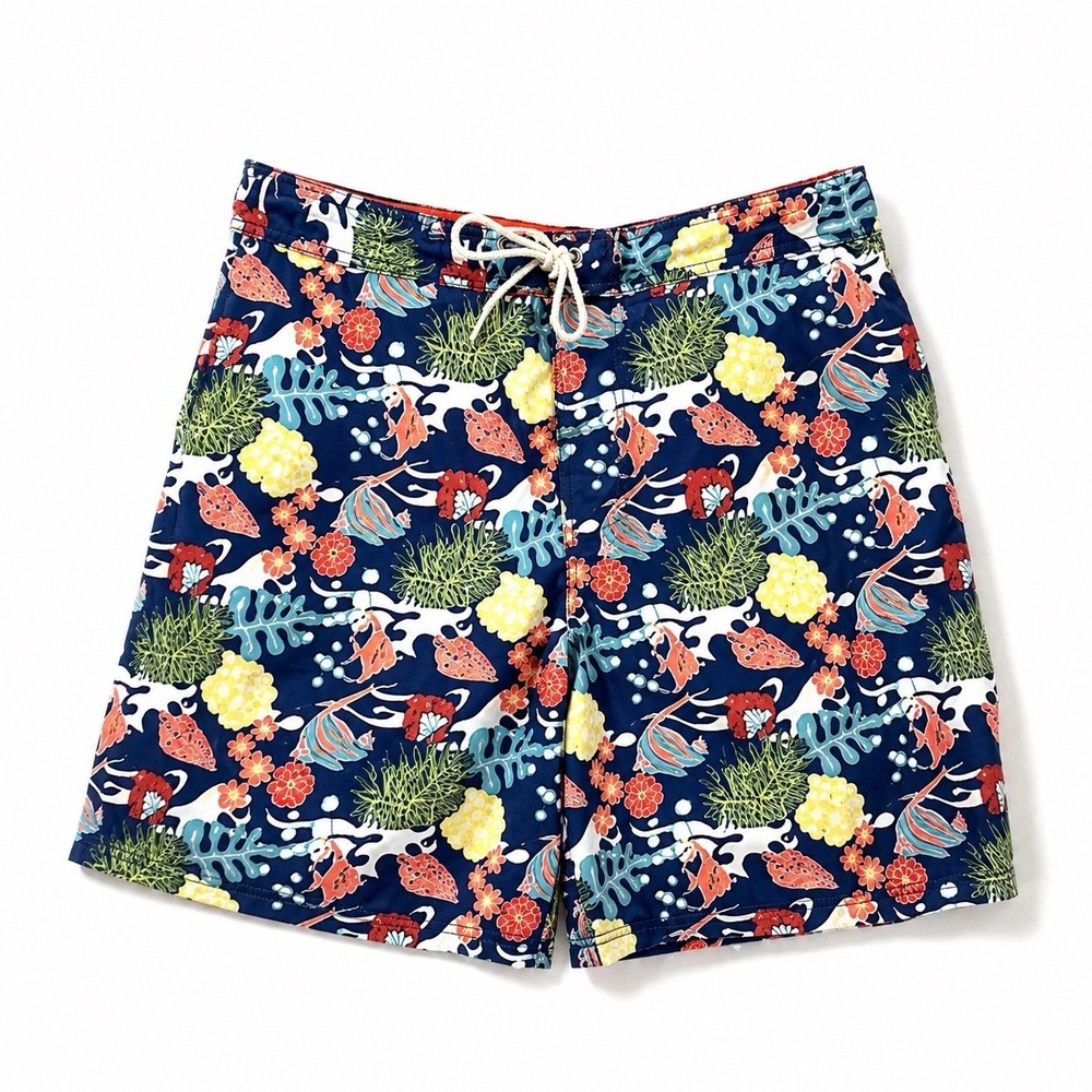 Nautica Men's Swim Trunks Board Shorts Tropical Floral Print Size Large L Mesh